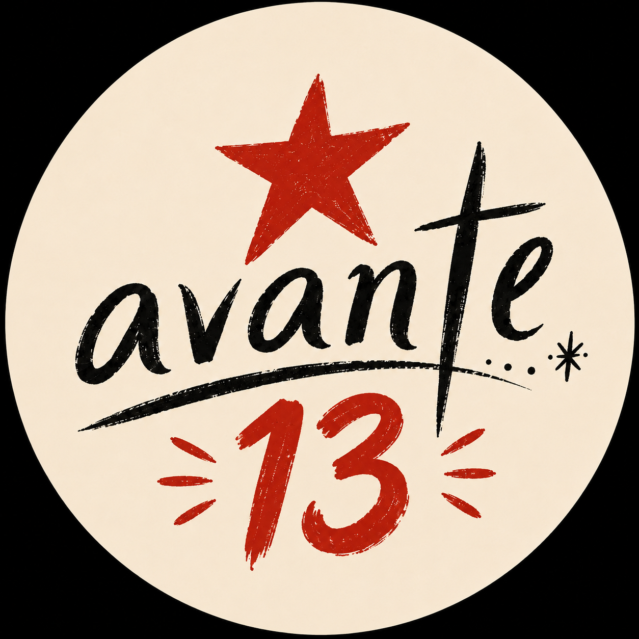 Logo Avante 13: estrela vermelha e lettering à mão