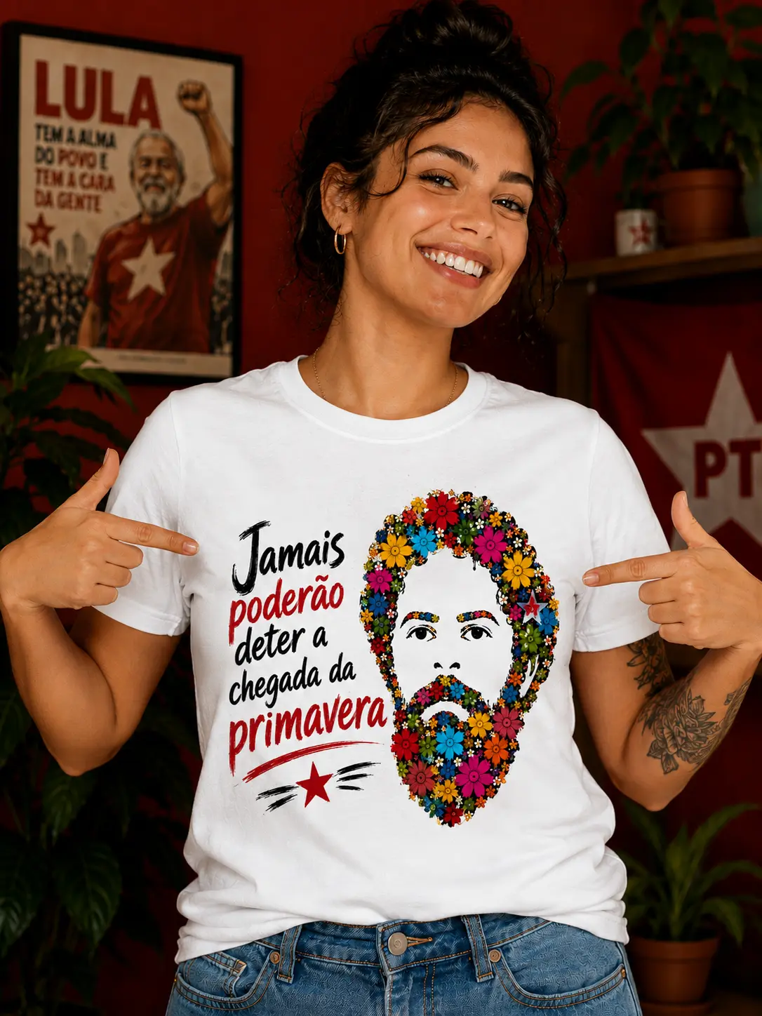 Camiseta Jamais Poderão Deter a Primavera